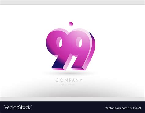 Number 99 Black White Pink Logo Icon Design Vector Image