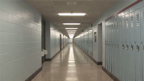 High School Hallway Slow Zoom Slow Zoom Down A Long Empty High