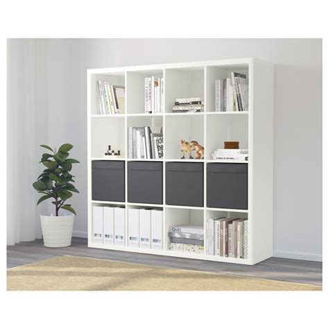 Kallax Cube Storage Unit With 4 Inserts White 147x147 Cm Ikea