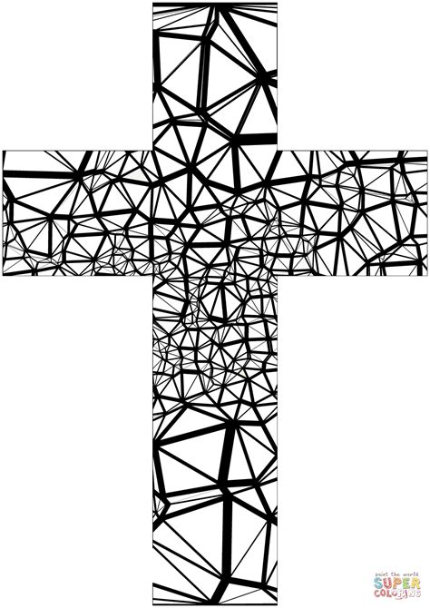 Stained Glass Abstract Cross coloring page | Free Printable Coloring Pages