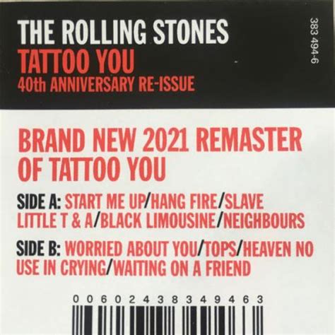 The Rolling Stones Tattoo You 40th Anniversary Uk Picture Disc Lp