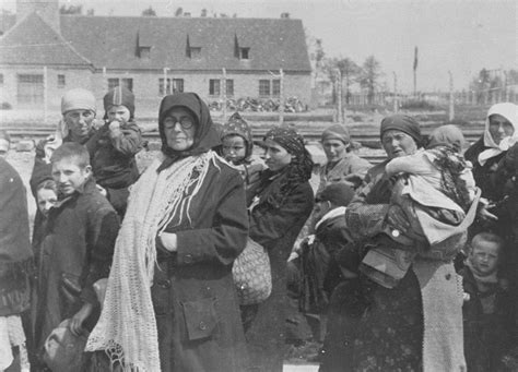 First mass deportation of foreign jews to camp, 69,000 from france, 27,000 from slovakia. Jewish women and children from Subcarpathian Rus who have ...