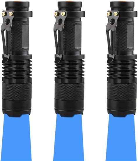 Wayllshine Pack Of 3 Single Mode Blue Light Flashlight 1 Mode Blue