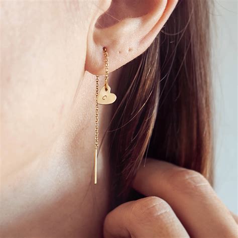 Personalised Heart Threader Earrings By Minetta Jewellery
