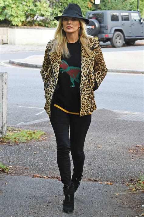 Out In North London Wearing A Leopard Print Jacket Black Jeans A