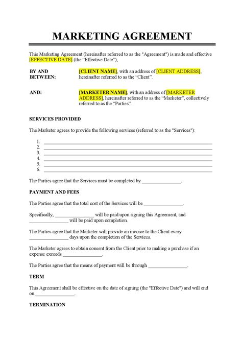 Marketing Agreement Template Free Download Easy Legal Docs