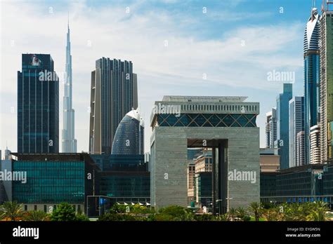 Difc Dubai International Financial Centre Building With Burj Khalifa