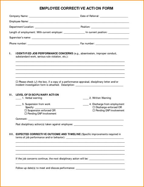 Employee Corrective Action Form Charlotte Clergy Coalition