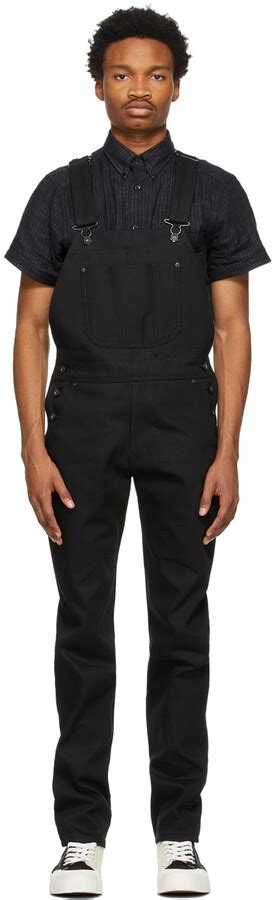 Naked Famous Denim Ssense Exclusive Black Selvedge Weird Guy Overalls