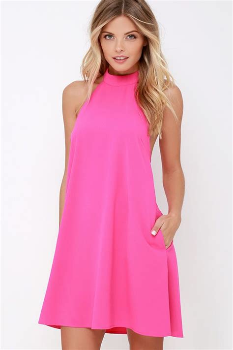 i need a hero hot pink halter dressat tie neck halter dress halter top dresses hot