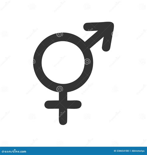 Male And Female 2 In 1 Sign Bigender Intersex Androgynous Hermaphrodite Symbol Isolated On