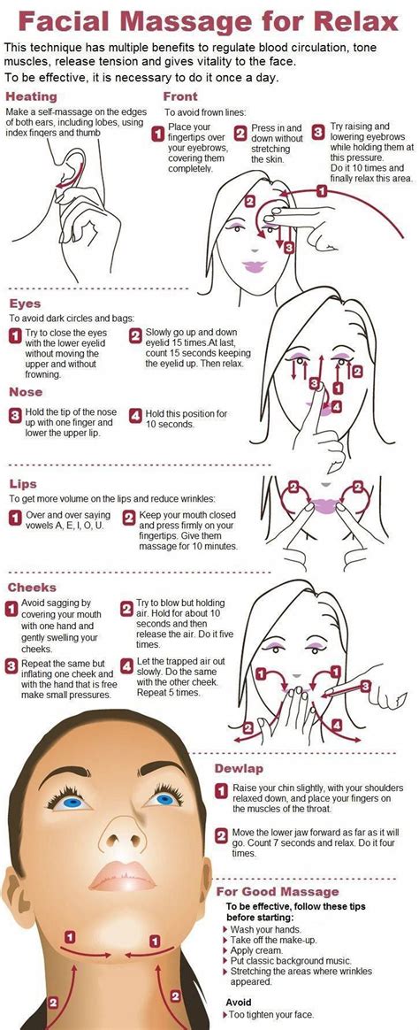 How To Give Yourself A Good Facial Massage Infographic Massageideas Massagebenefits Facial