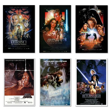 Star Wars Episode I Ii Iii Iv V And Vi 6 Piece Movie Poster Print