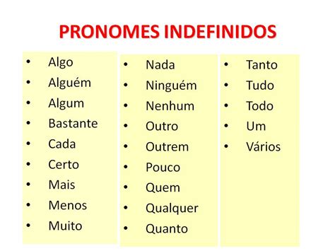 Pronomes Indefinidos E Interrogativos Pronomes Indefinidos Pronomes