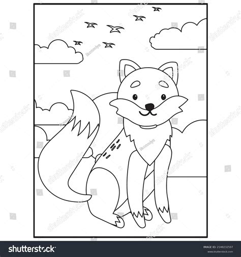 Cute Foxes Coloring Pages Kids Stock Vector Royalty Free 2148232597