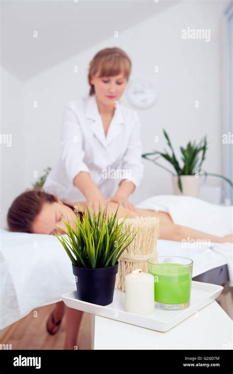 Spa Woman Beauty Treatment Beautiful Healthy Caucasian Girl Relaxing On Massage Table Before