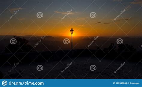 A Lamp Post And Sunset Stock Photo Image Of Background 172519288