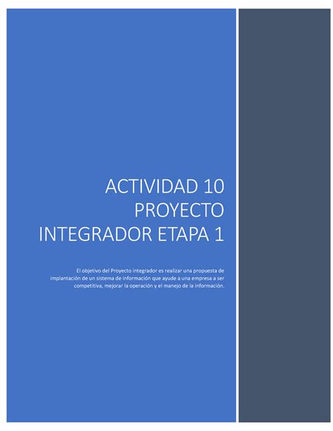 Actividad 10 Proyecto Integrador Etapa 1 Actividad 10 Proyecto