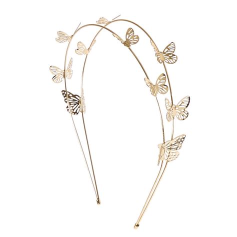 Gold Double Row Butterfly Headband Claires Us