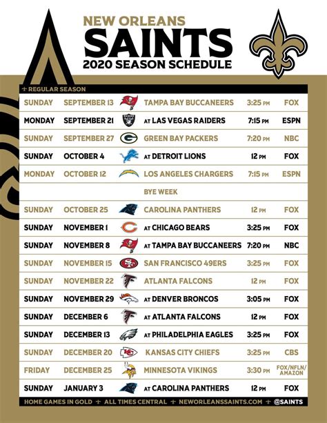 New Orleans Saints Schedule 2022 Printable Printable Schedule 2022