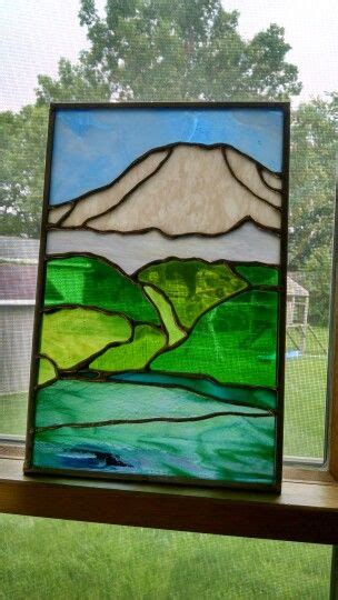 Mt Rainier And Puyallup River Stained Glass Jolow Original Stained