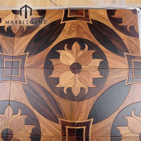 Elegant Flower Design Italian Wood Inlay Solid Wood Parquet Flooring