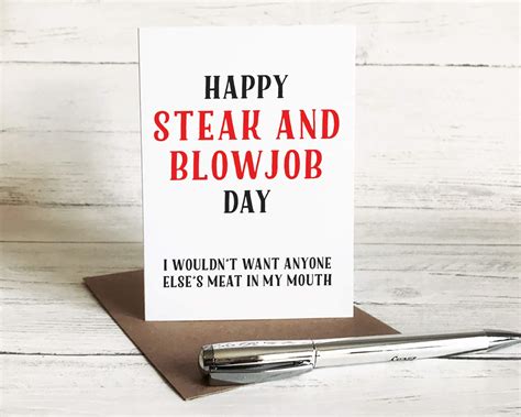 Steak And Blowjob Day Card Rude Bj Day Card Funny Blow Job Card For