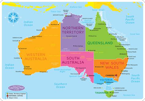 All regions, cities, roads, streets and buildings satellite view. Teachertoolsinc.com-Australian Map Basic Smart Poly ...