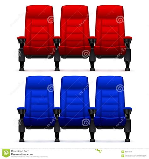 Cinema Empty Comfortable Chairs Realistic Movie Seats Vector