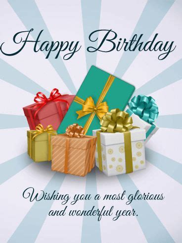 Happy Birthday Gift Boxes Card Birthday Greeting Cards By Davia Happy Birthday Gifts