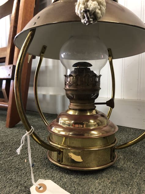 Vintage Ideal Brenner 20” Brass Hanging Oil Lamp Farm House Lamp