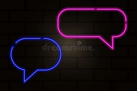 Neon Messages Wall Neon Chat Message Icon Vector Illustration Stock