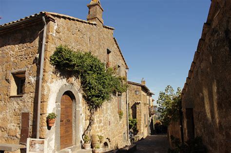 Antique Italian Village Street Civita Di Bagnoregio Stock Photo