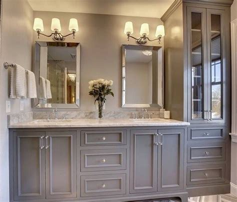 You may think of your bathroom vanity cabinets as an easier choice to make than your kitchen cabinets, (and you might be correct) but there are a lot of factors that you should consider before rushing into that purchase. Love the gray! | Bathroom remodel master, Master bathroom ...