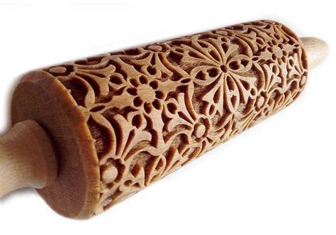 Small Rolling Pin Arabesque Laser Engraved Wooden Rolling Etsy