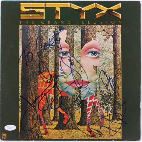 1977 Styx The Grand Illusion Record Album Cover Signed By 4 With