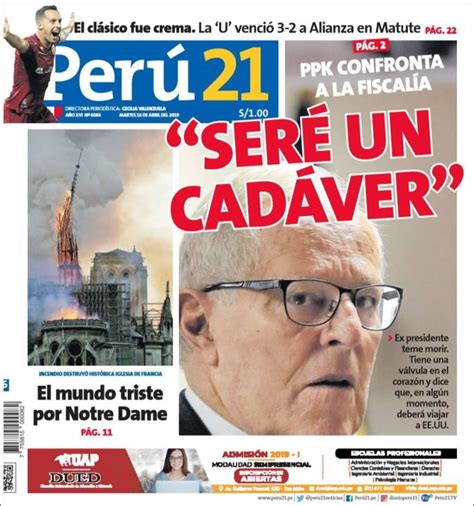 Periódico Perú 21 Perú Periódicos De Perú Edición De Martes 16 De