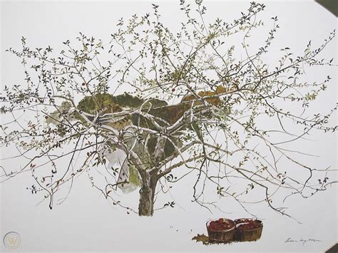 Vintage After Picking Andrew Wyeth Signed Red Apple Tree Lithograph