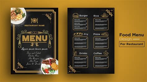 Food Menu Design For Restaurant Adobe Illustrator How To Design