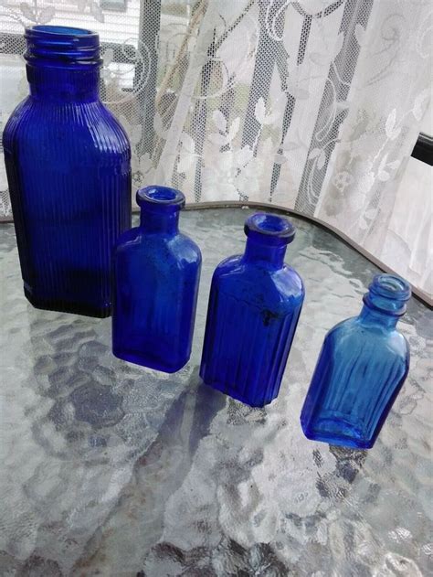 Vintage Cobalt Blue Glass Medicine Bottles Variety Of 4 Ebay Blue Glass Bottles Vintage