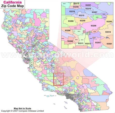 California Zip Code Map With City Names Topographic M