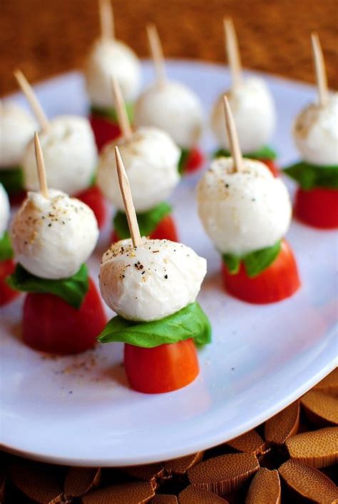 Mini Caprese Skewers Add A Basil Dressing And Dot It Around The