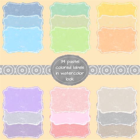 Digital Labels In Pastel Watercolor Style Available On Etsy And Dawanda