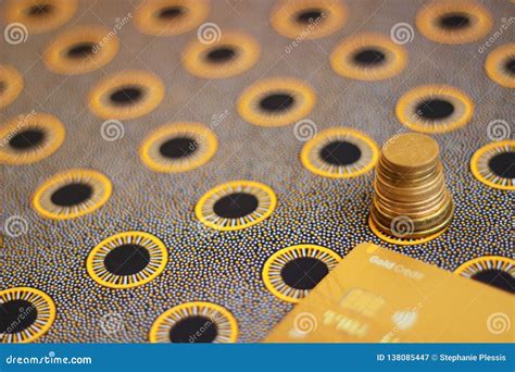 Credit Card And Stack Of Coins Stock Image Image Of Yellow Card