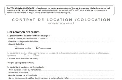 Contrat De Bail Pour Logement Non Meublé Bail Pdf Contrat De