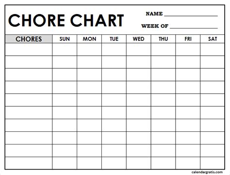 Free Blank Chore Chart Printable Template Free Printable Chore Charts