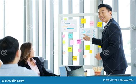 Businessman Presenting Business Plan Information To Team At Office