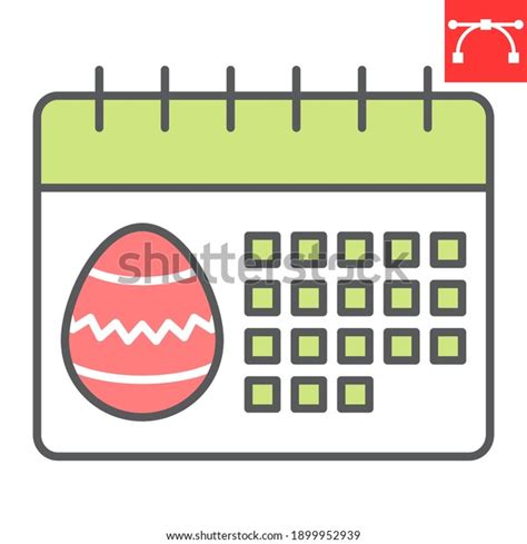Easter Calendar Color Line Icon Happy Stock Vector Royalty Free