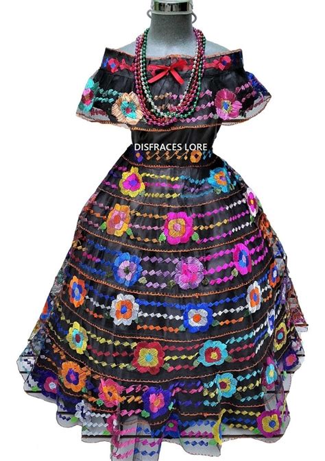 Vestido Chiapaneca 10 Olanes Traje Tipico Chiapas Mujer Envío Gratis