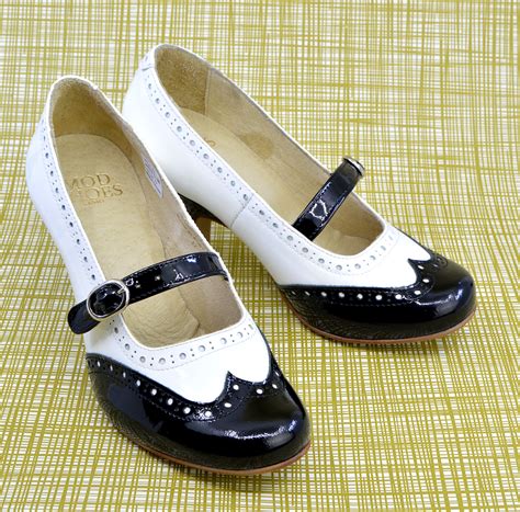 The Penny Black And White Patent Leather Mary Jane Vintage Retro Ladies Shoes Mod Shoes